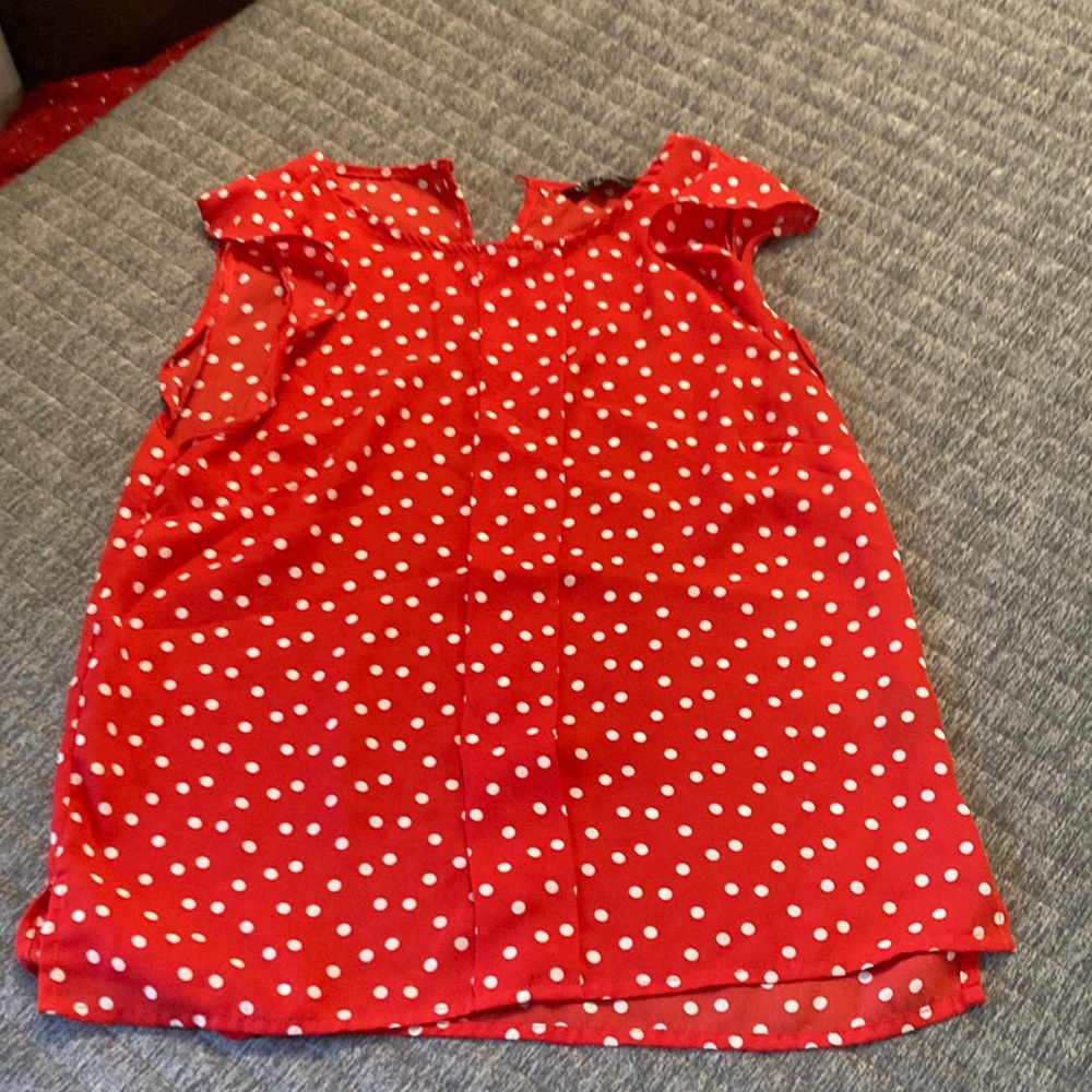 George Red and White Polka Dot Top